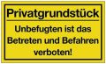Hinweiszeichen Privatgrundstück L400xB250mm gelb schwarz Ku.