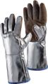 Heat-resistant gloves 5-Finger, universal size natural/silver Sebatan leather w.
