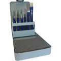 Tool set contents 6-piece chrome vanadium air-hard. steel, painted metal box 