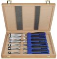 Stechbeitelsatz 6,10,12,16,20,26mm 2-K Heft.6tlg.Holzkasten 