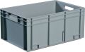 Stackable transport container L400xW300xH120mm grey PP handle recess closed side