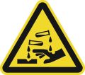 Warning symbol ASR A1.3/DIN EN ISO 7010 200 mm corrosive substances film