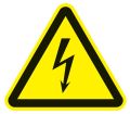 Warning symbol ASR A1.3/DIN EN ISO 7010 200 mm warning, electrical voltage plast