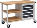 Werkbank B1200xT540xH859mm Buche Multiplex lichtgrau grau 5 Schubl.