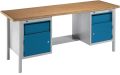 Workbench BT 495 W2000xD700xH840mm beech multiplex light grey, brilliant blue no