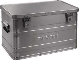 Aluminium box L595xW390xH380mm 70 l with hinged catch and cylinder lock  