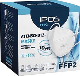 Atemschutzmaske IPOS FFP2 NR ohne Ausatemventil, gefaltet