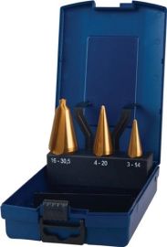Blechschälbohrersatz 3-14/5-20/16-30,5mm HSS-TiN 3tlg.Ku.-Kassette  