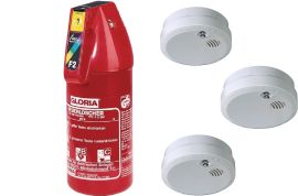 Brandschutz-Set! 3x Rauchmelder + Feuerlöscher
