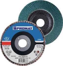 Fan-type disc dm 115 mm granulation 40 offset INOX zirconium corundum PROMAT