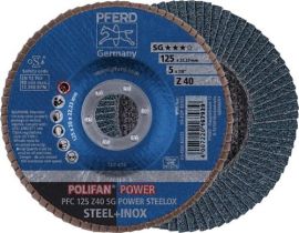 Fan-type disc POLIFAN® Z SG POWER STEELOX dm 125 mm granulation Z-60 flat INOX z