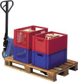Gabelhubwagen Gabel-L.800mm Trgf.2500kg STA taubenblau PUR/PA PROMAT