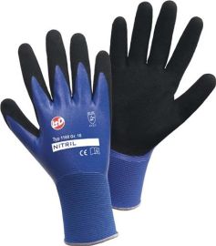 Handschuhe Nitril Aqua Gr.10 blau/schwarz Nyl.m.dop.Nitril EN 388 Kat.II