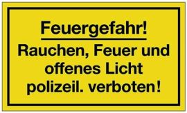 Hinweiszeichen Feuergefahr L250xB150mm gelb schwarz Ku.