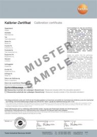 ISO Kalibrier Zertifikat Testo
