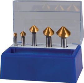 Countersink set DIN335 C 90 degree 6.3-25 mm HSS TiN Z.3 5 pc. plastic box