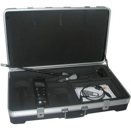 Digital temperature, humidity and air flow meter incl. probe in case