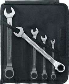 Ratchet combination spanner set 17/5 5 pc. AF 8-19 reversible L 295 mm chrome al