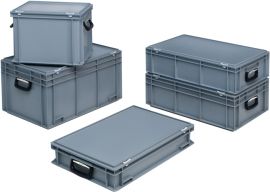 plastic case L400xW300xH333 mm PP 2 handles slide fastener grey 31 l