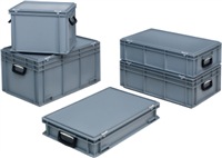 plastic case L600xW400xH293 mm PP 2 handles slide fastener grey 55 l