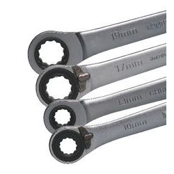 Multi-function ratchet ring spanner 4 in 10 - 13 - 17 - 19 mm 