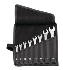 Ringmaulschlüsselsatz 8tlg.SW 8-19mm Form A CV-Stahl in Rolltasche