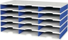 Sortierablage Trio 15 Fächer H363xB723xT331mm Polystyrol grau/blau