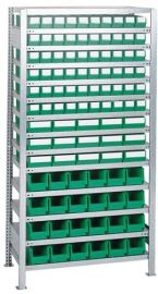 Shelving unit H2000xW1000xD400mm basic shelf 14 steel 60 x 3, 15 x 4 24 x MK4 tr