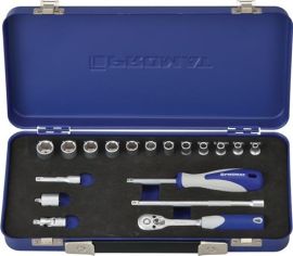 Steckschlüsselsatz 1/4 Zoll 18 tlg. 4-14 mm 6 KT Hebelumschaltknarre 20 Z.