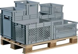 Transportbehälter L600xB400xH170mm grau PP Durchfassgr.Seitenwände durchbrochen