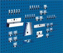 Tool holder set 40-pc. galvanised suit. f. pegboards 10 hooks/10 double hooks/20