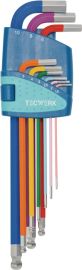 Winkelschraubendrehersatz 9-tlg.Ku.-Halter SW 1,5-10mm lang farbcod.,Kugelk.