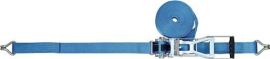 Lashing strap EN 12195-2 length 10 m width 50 mm with long lever ratchet + claw