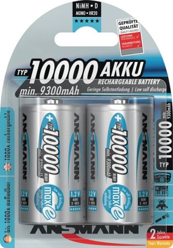 Akkuzelle 1,2 V 10000 mAh R20-D-Mono HR20 2 2St./Blister ANSMANN  R20-D-Mono HR20 2